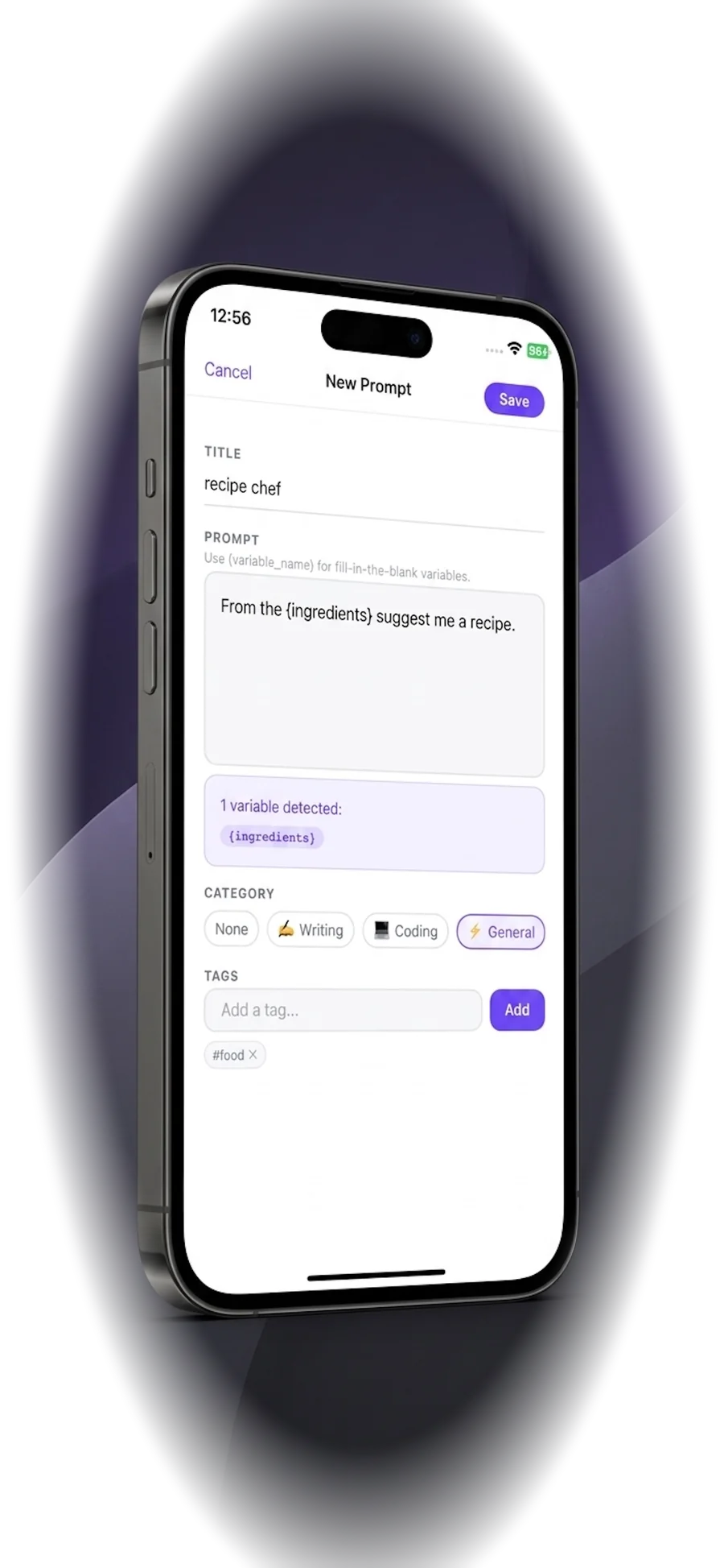 New prompt creation screen