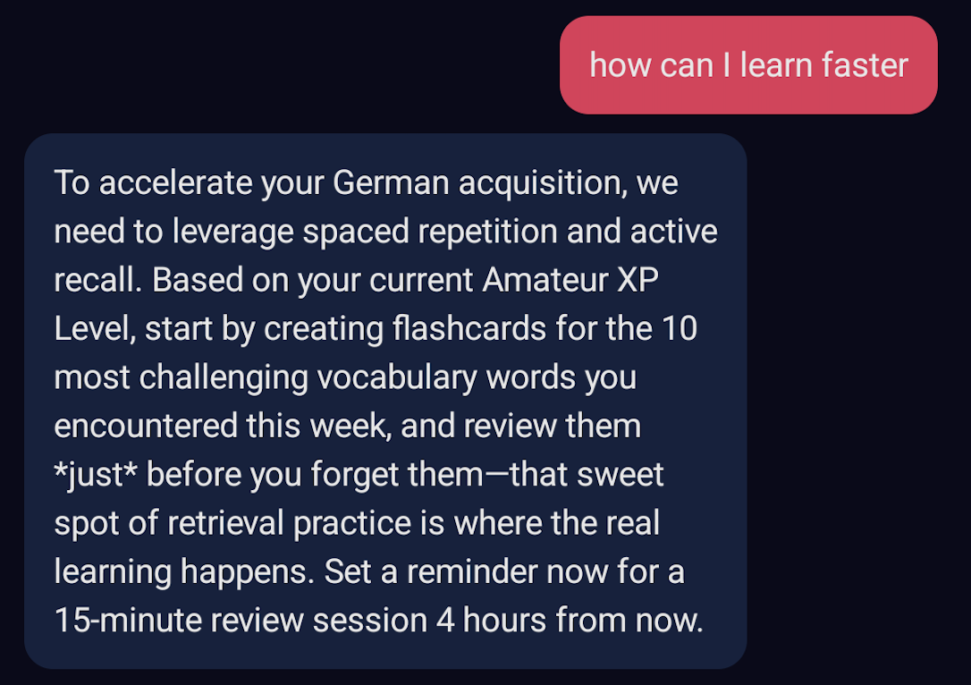 AI Coach chat with personalized coaching responses